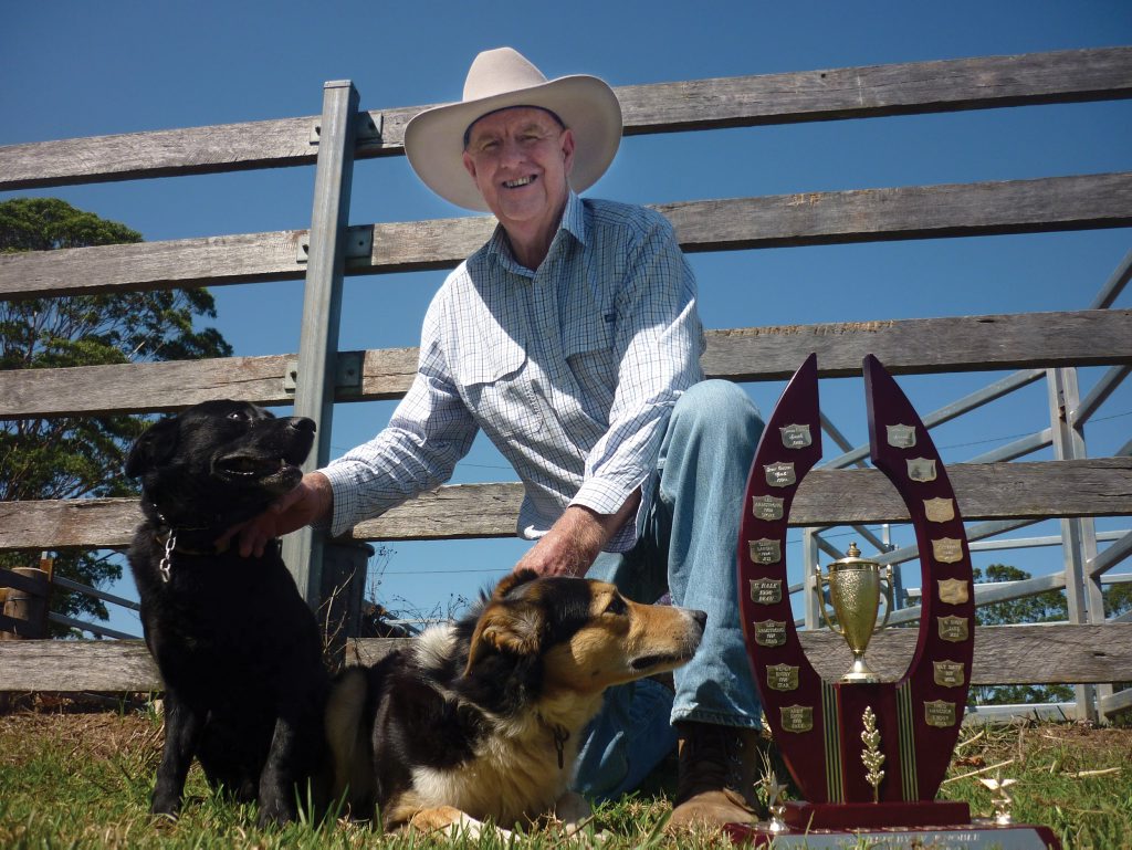 TOP DOGs: Stokers Siding working dog breeder Dick Chapman with Lenny and Bozza at the Bangalow Show 2014. Photo Jamie Brown / The Northern Star TOP DOGs: Stokers Siding working dog breeder Dick Chapman with Lenny and Bozza at the Bangalow Show 2014. Photo Jamie Brown / The Northern Star